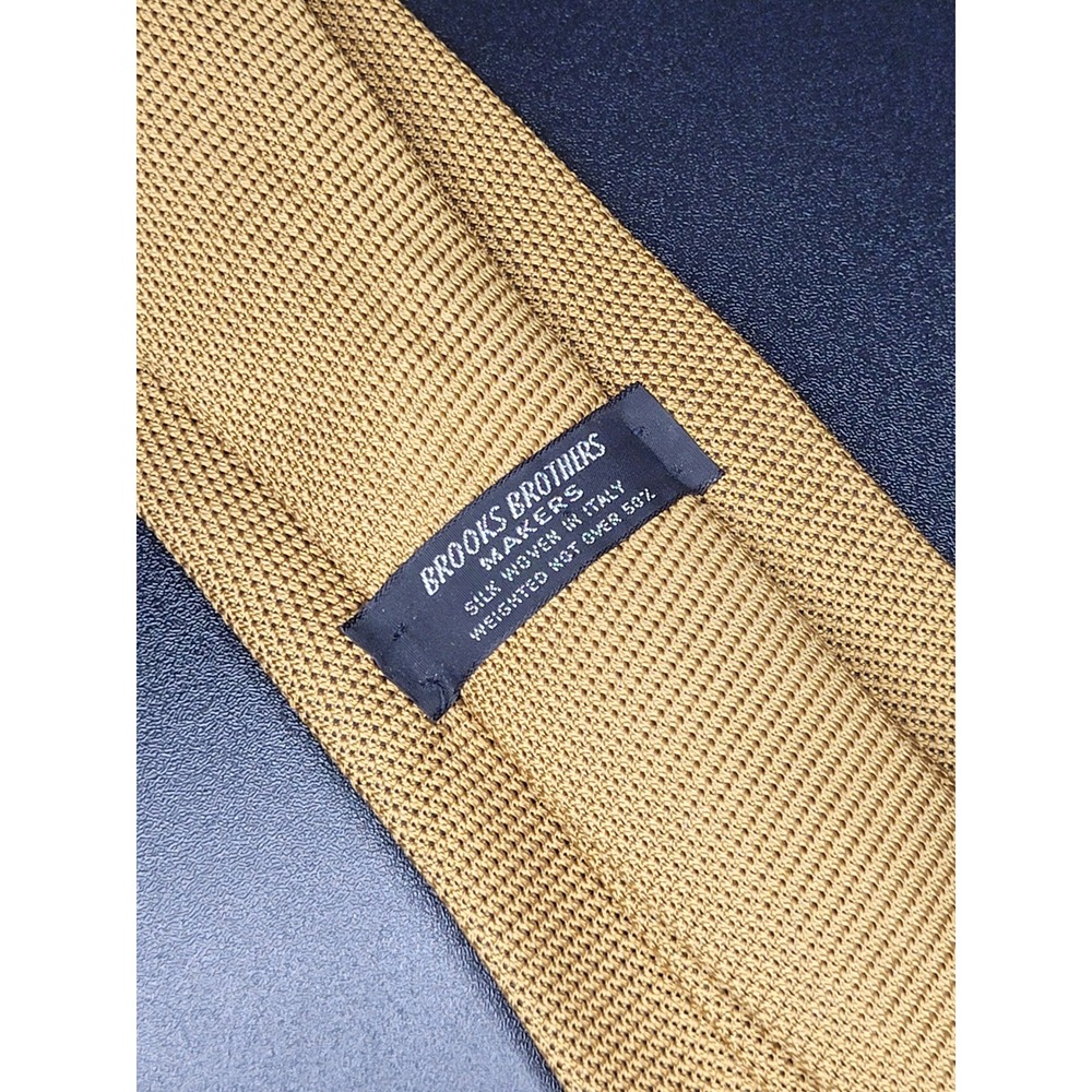 Brooks Brothers Makers Silk Tie Gold Textured Woven Italy 3.75